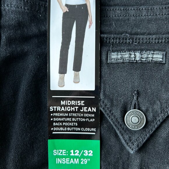 Hudson Los Angeles Women's Straight Leg Jeans Black Size 12/32 - Picture 7 of 7
